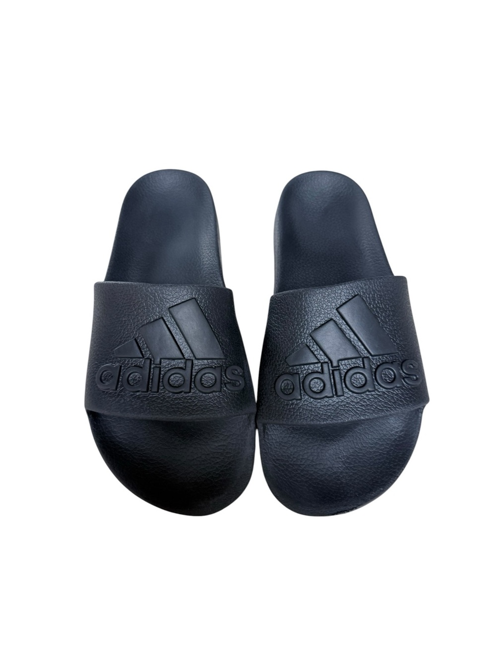 Adidas All-Black Embossed Logo Slide Sandals